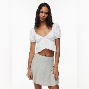 Aritzia Kaia Babydoll Top White Tie Front Size XS